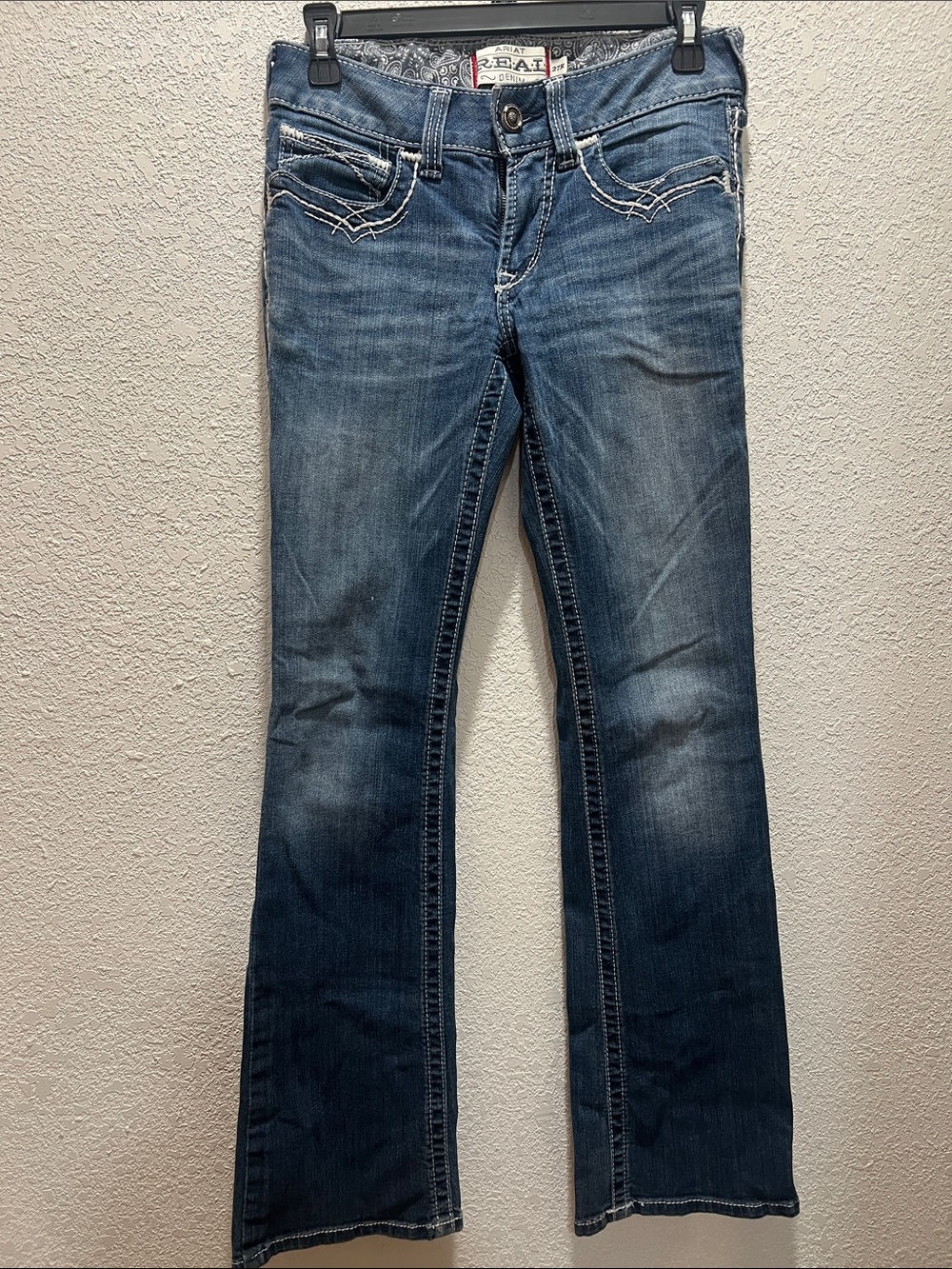 Ariat Women's Dark Blue Bootcut Jeans with White Contrast Stitching
